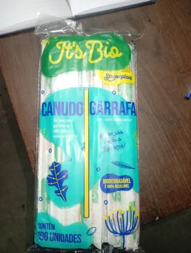 Canudo biodegradável para garrafa pct com 100