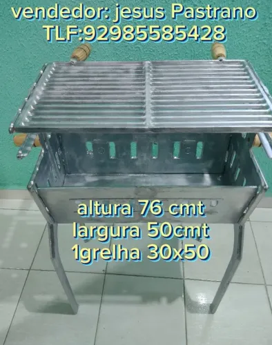 Churrasqueira de alumínio não enferruja, 100% alumínio puro, monta e desmonta. E nova.
