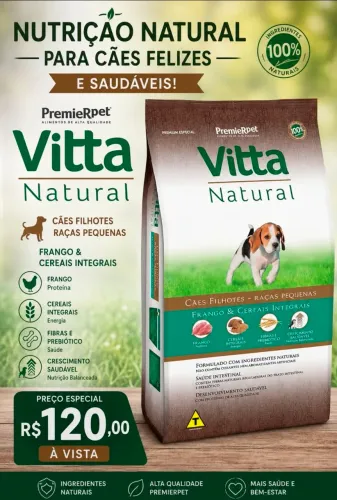 Vitta Natural Filhotes Raças Pequenas Frango e Cereais - 10kg