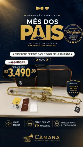 Trombone Eagle TV602 Sib-Laqueado-Novo(Promoção mês dos Pais)-Parcelo 21x cartão