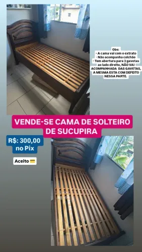 Vende-se cama de solteiro de sucupira