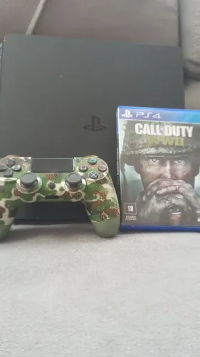 PlayStation 4 500gb/2 controle/suporte carregador/1 jogo mídia física.