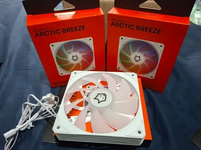 Kit 3 Fans Husky Arctic Breeze, 120mm, ARGB, Branco, Novas- Aceito Cartão / Pix