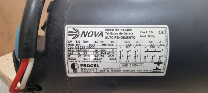 Motor de esquadrejadeira 5cv trifásico