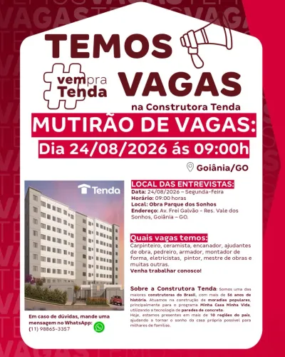 Vagas de emprego na Construtora Tenda