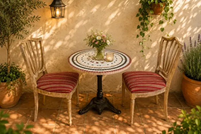 Mesa de mosaico + cadeiras