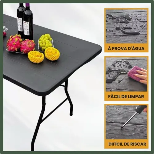 Mesa dobrável 1.80 m vira maleta portátil