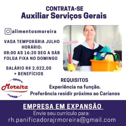 AUXILIAR SERVIÇOS GERAIS/LIMPEZA TEMPORÁRIO