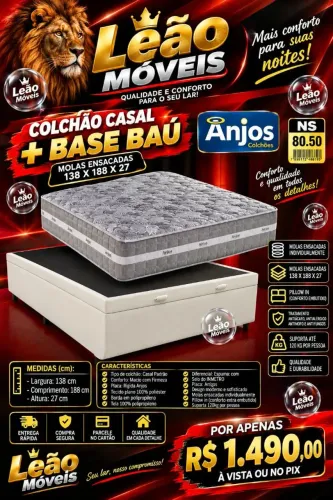 Colchão e base baú