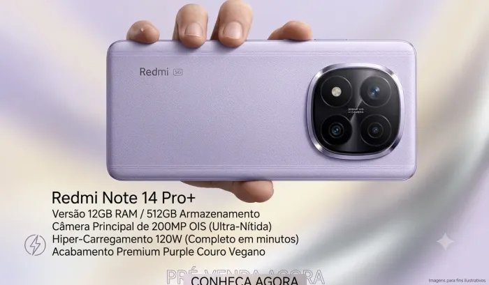 Redmi Note 14 Pro+ 5G 12GB RAM 512GB Purple - Novo Lacrado e Câmera Premium