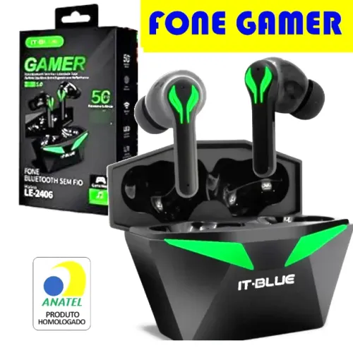 Fone De Ouvido Gamer Led Sem Fio Bluetooth 5.3 Com Microfone luz Verde-escuro
