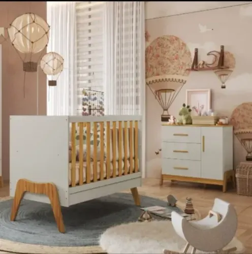 Jogo com Comoda Infantil Guti e Berço Cama Americano Guti 100% MDF (Novo)