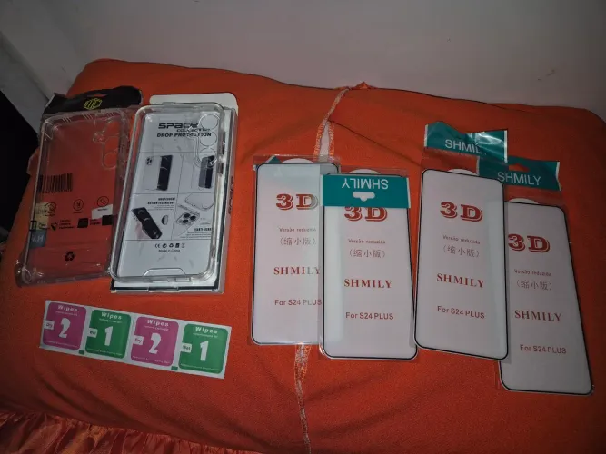Novos: 1 Capa transparente + 3 Películas de vidro para Samsung Galaxy S24 Plus 