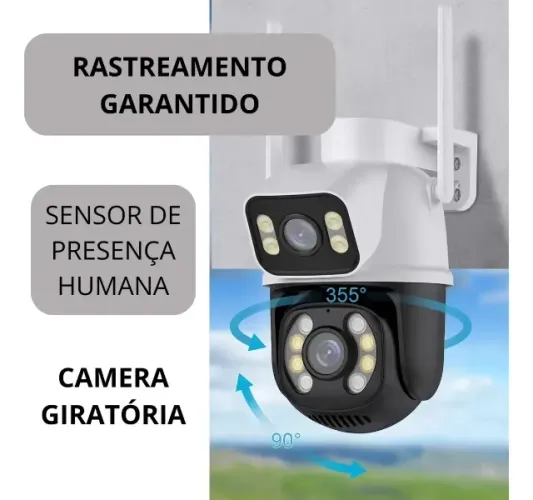 Camera Segurança Externa Lente Dupla Rastreamento Zoom A28b Cor Branco
