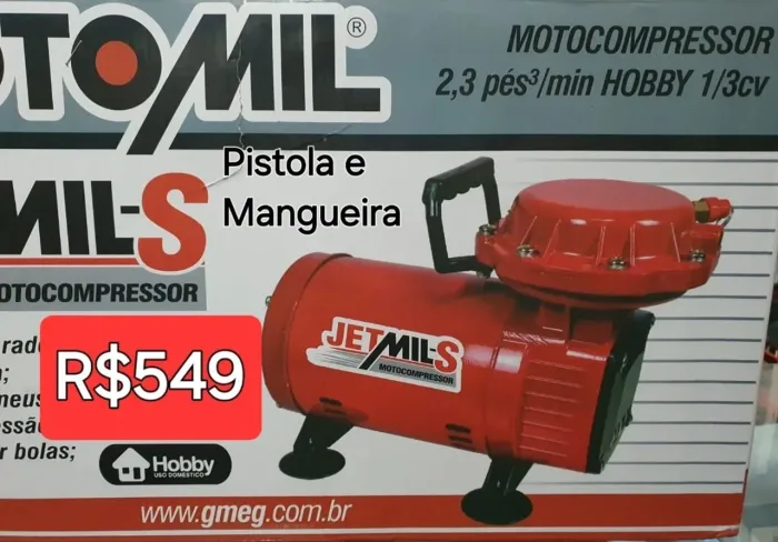 Motocompressor + Mangueira + Pistola.<br>Novo Na Caixa.<br>?R$549?
