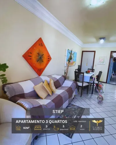 APARTAMENTO 3 QUARTOS (1 SUÍTE), VARANDA  E  2 VAGAS- NO STIEP