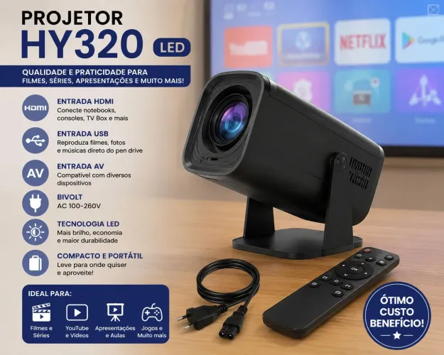 PROJETOR HY320 LED - ÓTIMO CUSTO-BENEFÍCIO