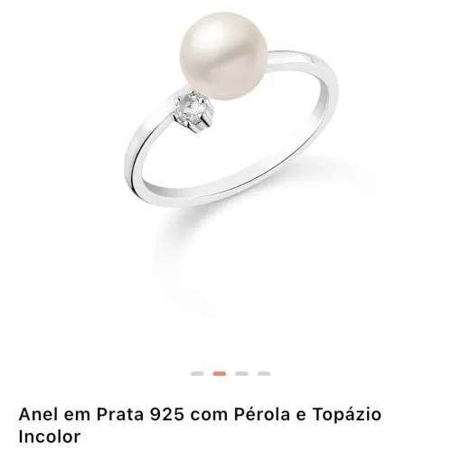 Anel Vivara Prata Pérola e Topázio tamanho 12
