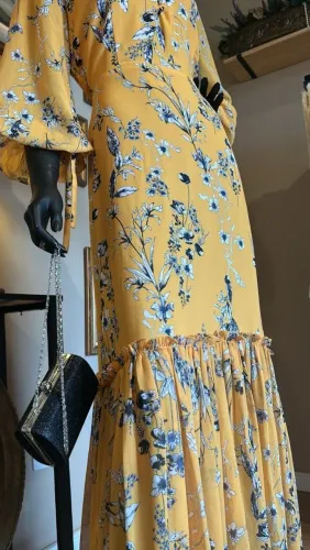 Lindo Vestido de festa longo amarelo Amissima 