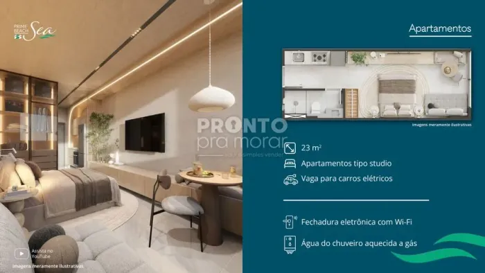 Flat com 1 quarto em Tamandaré