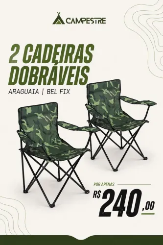 Kit 2 Cadeiras Dobráveis Araguaia para Camping