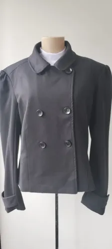 Blazer preto de malha Moda Mania