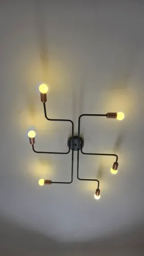 Luminária de teto plafon tipo aranha com 6 lampadas
