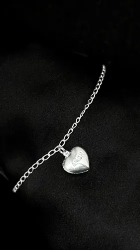 Pulseira em Prata 925 Pingente Coração - Amor
