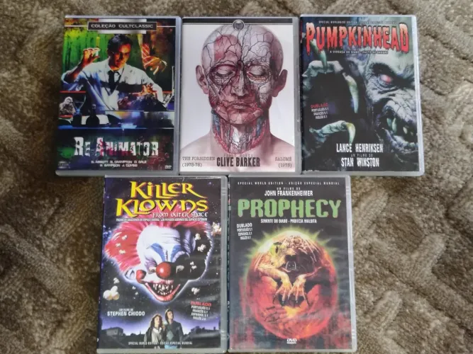 Coleção DVDs Terror: Re-Animator, Pumpkinhead, Killer Klowns, Prophecy, Clive Barker
