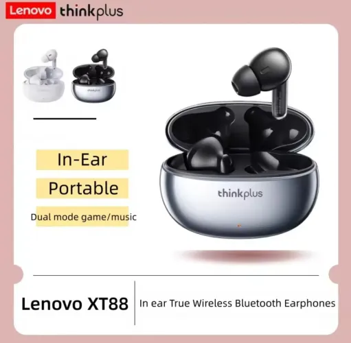 Fone de Ouvido Lenovo Thinkplus XT88 TWS Áudio HiFi, Bluetooth 5.3 Modo Duplo