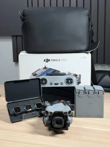 Drone DJI Mini 5 Pro Fly More Plus c/ Tela | 3 voos | Baterias 52min | 12x | Loja física