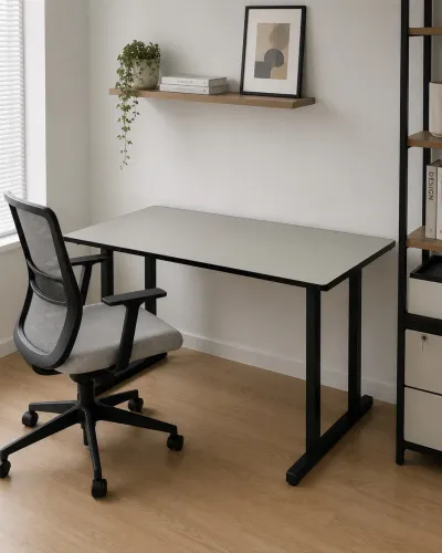 Mesa Retangular Cinza 1,20x0,67m ? Escritório