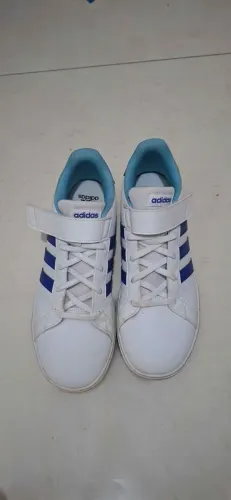 Tênis Adidas Grand Court Branco E Azul Original - Tam 36 (Juvenil / Adulto)
