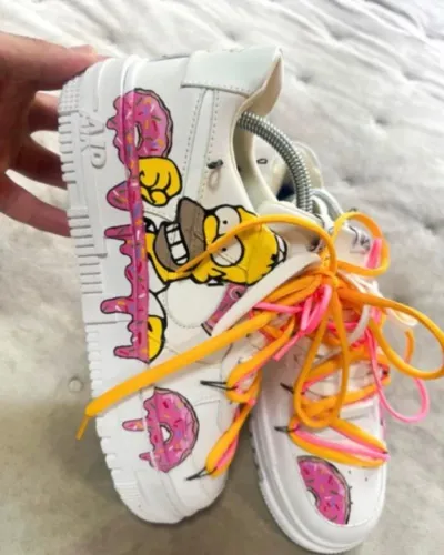 tenis nike air force pixel branco custom simpsons exclusivo 41
