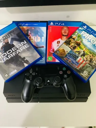 PlayStation 4 500 GB, HD 1 Tera, 5 jogos e 1 controle