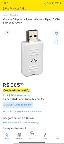 modulo adaptador wi-fi para projetor epson