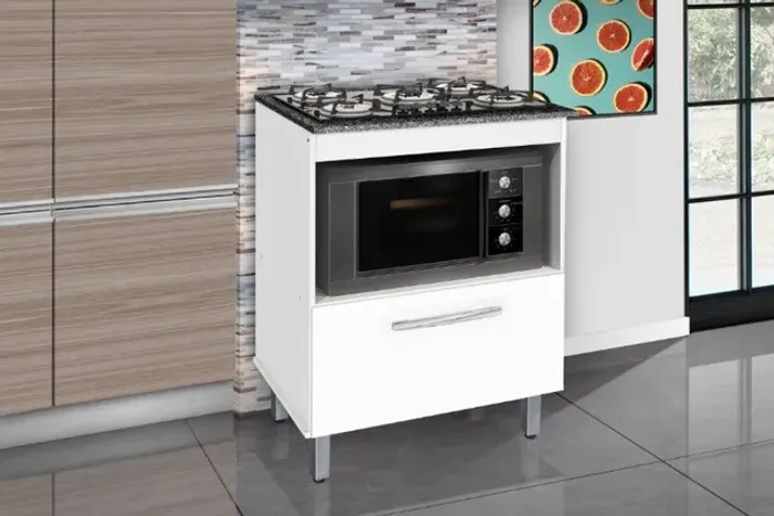 Balcão Lisa para Cooktop 5 bocas com nicho para forno! Frete + Montagem Grátis!