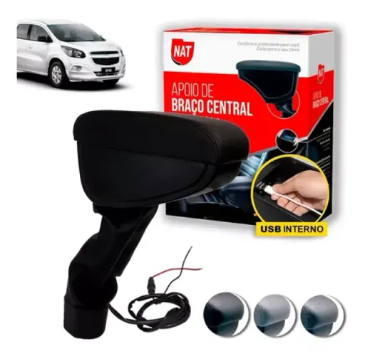 Apoio de Braço Chevrolet Spin 2013 à 2018 - Preto C/ Linha Prata - N400700
