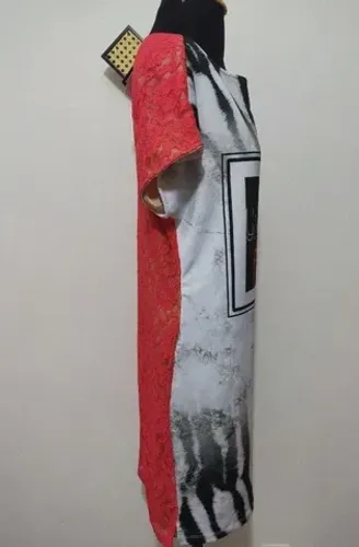 vestido de malha com renda estampado, tamanho m.