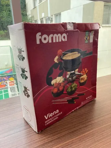 Kit Fondue Aço Inox 16 Peças Carroussel Viena Preto Forma