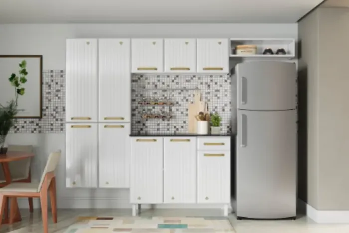 Armário de Cozinha de Aço com Balcão