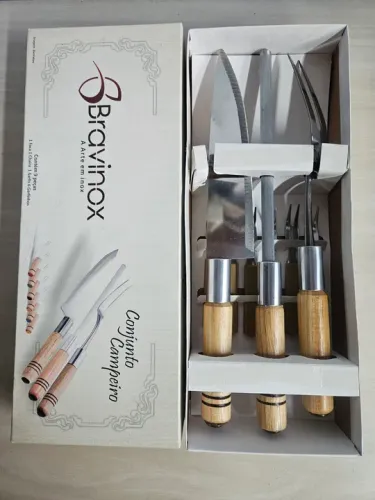 Conjunto Churrasco Campeiro Bravinox 9 peças