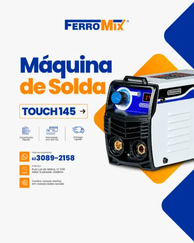 Boxer Inversora De Solda 140A Touch145 220V Com Função Tig Raspagem E Acessórios
