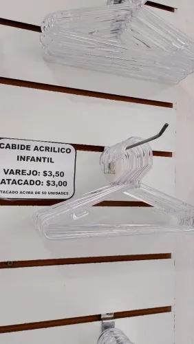 Cabide acrilico INFANTIL 3,00un. ATACADO 