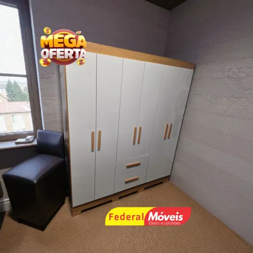 Guarda Roupa 6 Portas 2 Gavetas Mega Promoção - Fazemos Entregas