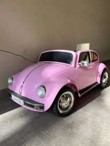 Carrinho Infantil Fusca Rosa Elétrico 