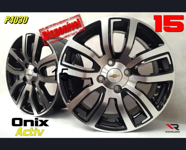 Rodas Chevrolet Onix Activ aro 15 preta com diamantado 4x100 novas