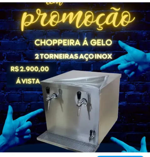 Choppeira à Gelo 2 Torneiras Aço Inox Promoção