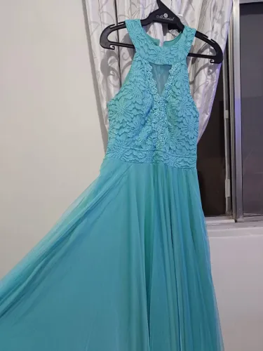Vestido longo de Festa Azul Tiffany