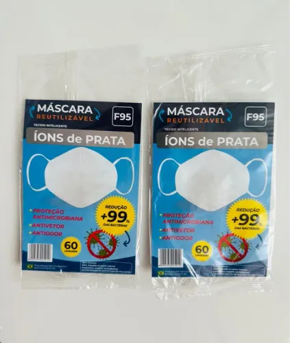 Máscara de Proteção Facial F95 com Íons de Prata - Reutilizável